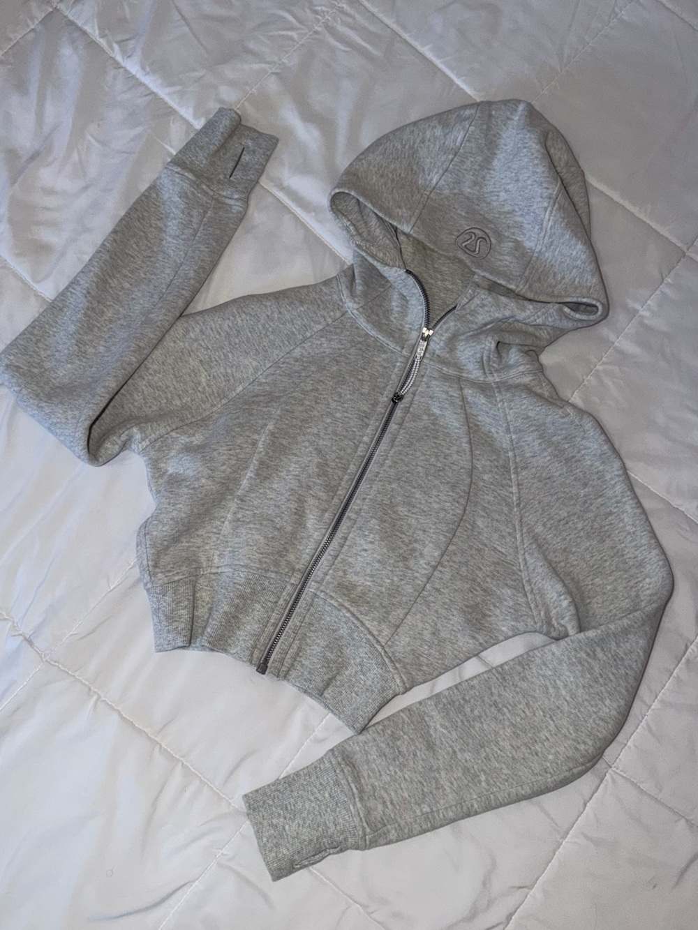 Lululemon Grey Cropped Scuba Full-Zip Hoodie